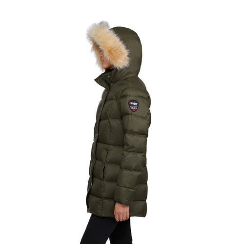 Pajar Women's Roxy Quilted Puffer With Detachable Faux Fur Trim In Military/crystal
