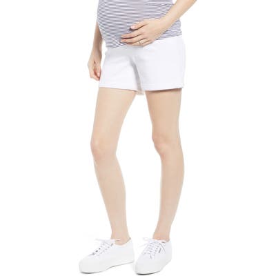 1822 Denim Rolled Hem Maternity Shorts, White