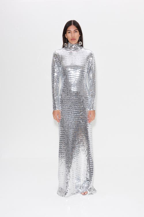 SIMONMILLER SCULPTY SEQUIN DRESS in Satellite Silver 