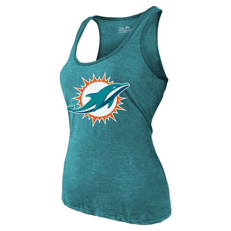 Shop Majestic Threads Tyreek Hill Aqua Miami Dolphins Name & Number Tri-blend Tank Top