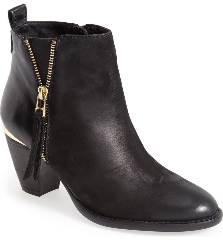STEVE MADDEN 'Wantagh' Leather Ankle Boot, Main, color, BLACK