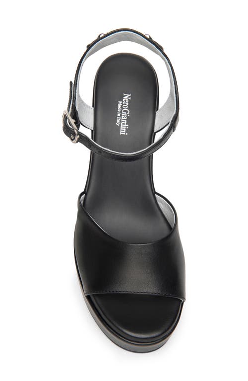 Shop Nerogiardini Ankle Strap Platform Sandal In Black