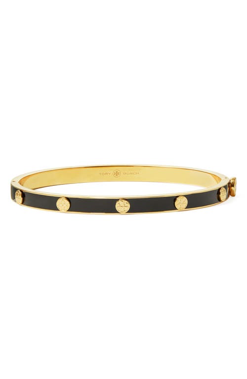 Shop Tory Burch Miller Stud Hinge Bracelet In Tory Gold/black