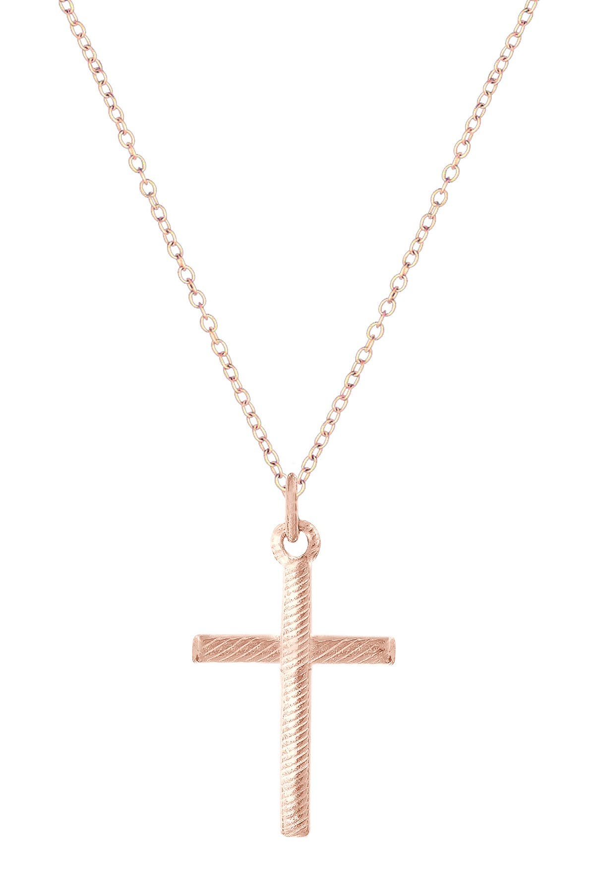 Savvy Cie Jewels 18k Rose Gold Plated Sterling Silver Ribbed Cross Pendant at Nordstrom Rack