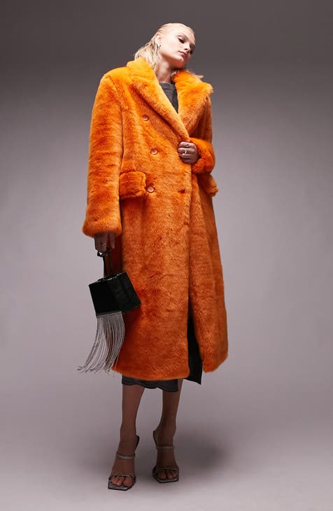 Young Adult Women's Orange Faux-Fur Coats | Nordstrom