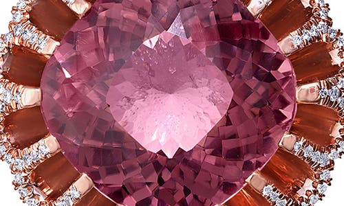 Mindi Mond Floating Pink Tourmaline & Diamond Pendant Necklace In Rose/diamond/tourmaline