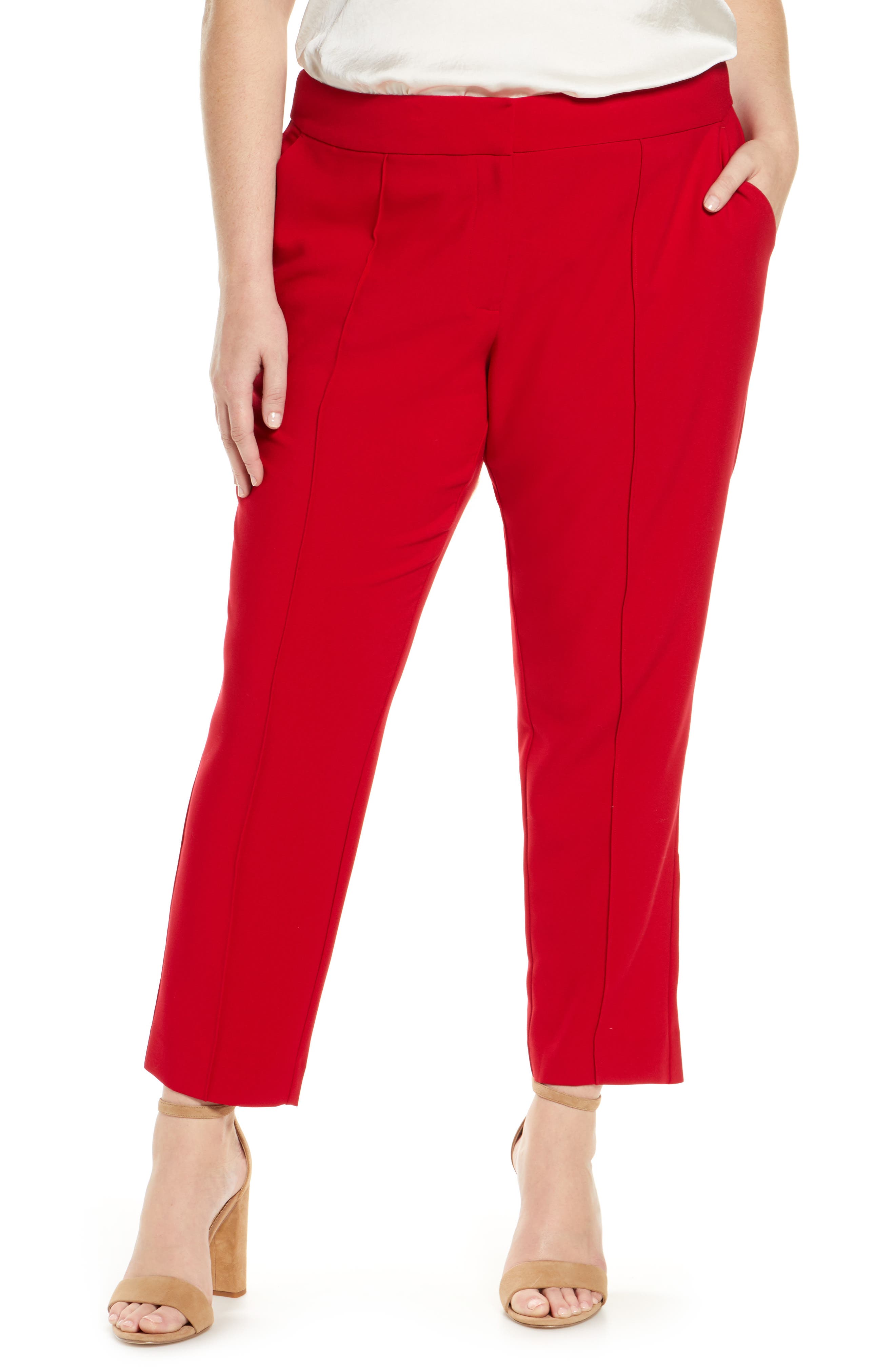 Vince Camuto Pintuck Seam Crepe Pants (Plus Size) Nordstrom