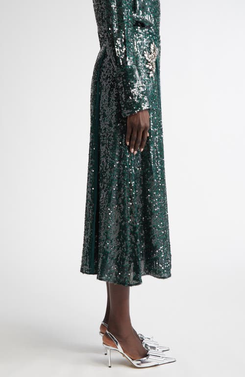 ERDEM ERDEM CRYSTAL EMBELLISHED SEQUIN MIDI SKIRT