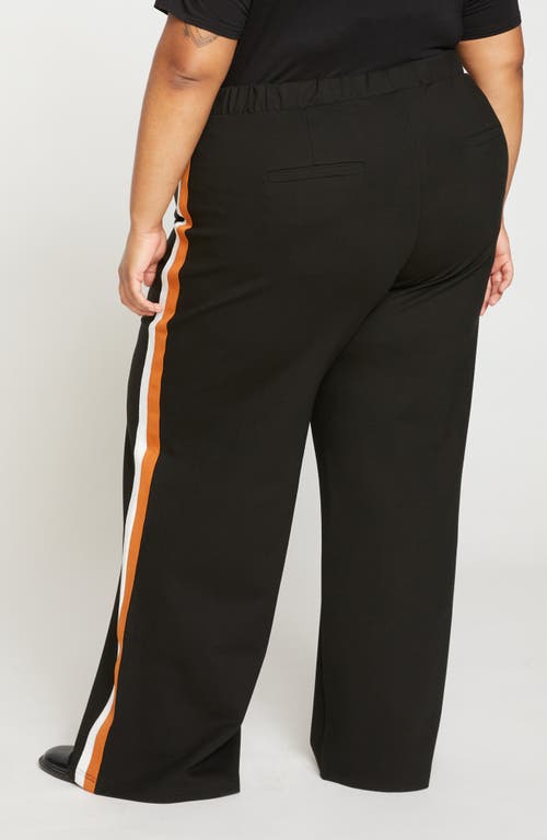 Universal Standard Stephanie Ponte Wide Leg Pants In Black With Ochre/white Stripe