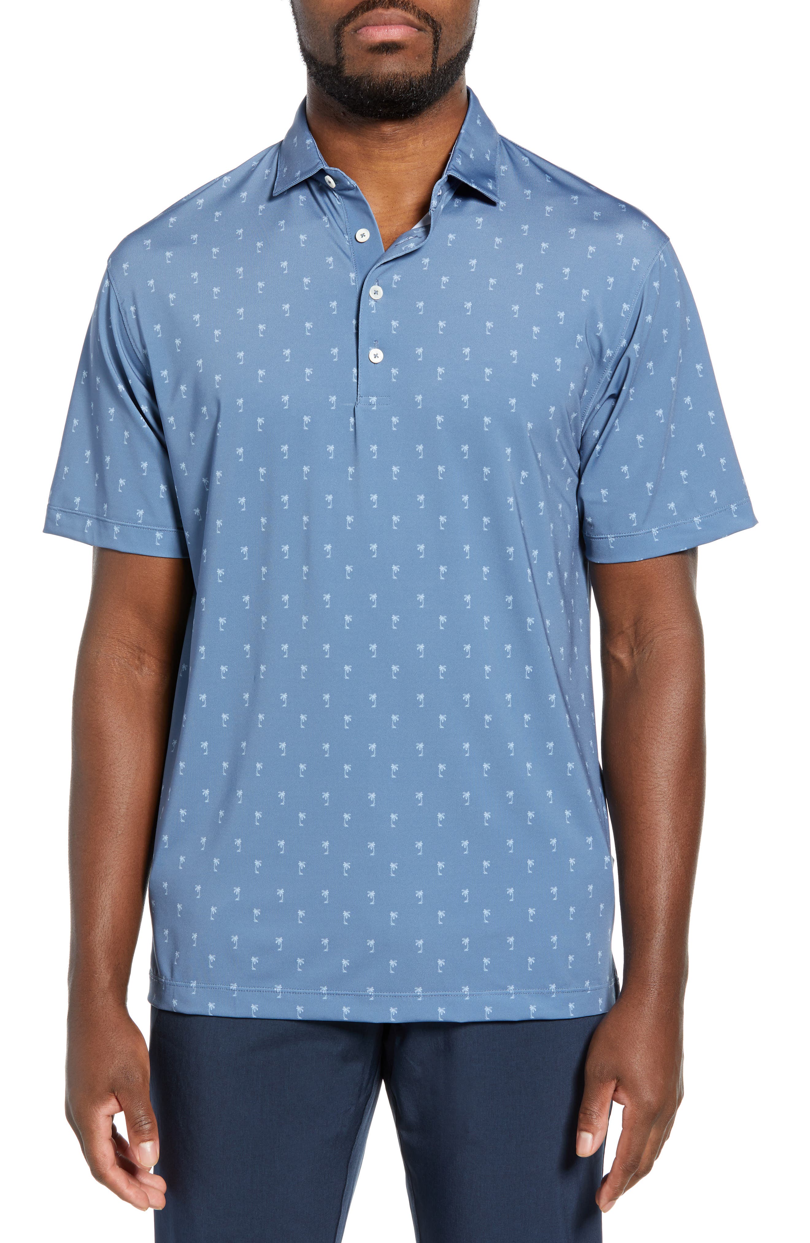 Devereux Aloha Palm Print Polo, Blue