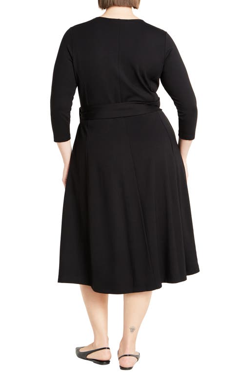 Shop City Chic Presley Tie Belt A-line Dress In Black