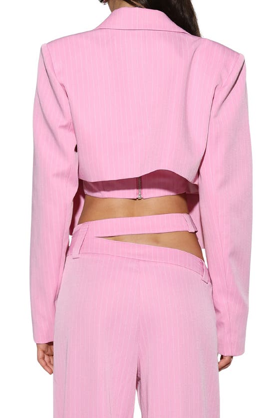 Shop By.dyln Hendrix Stripe Crop Blazer In Pink Pin Stripe