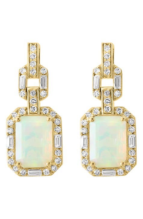 Opal & Diamond Drop Earrings - 0.29ct.