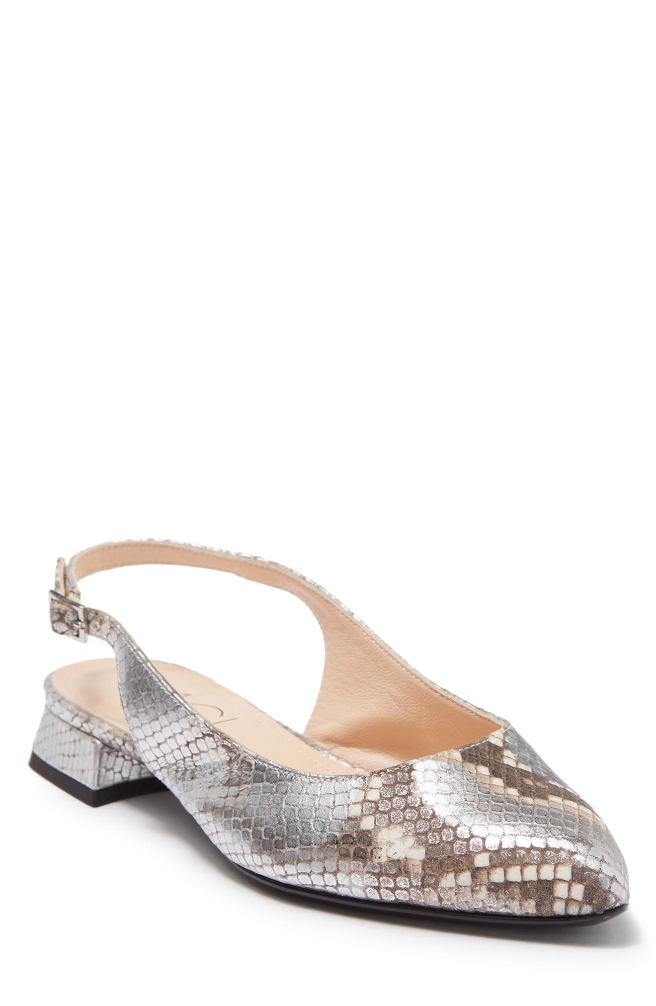 snakeskin slingback flats