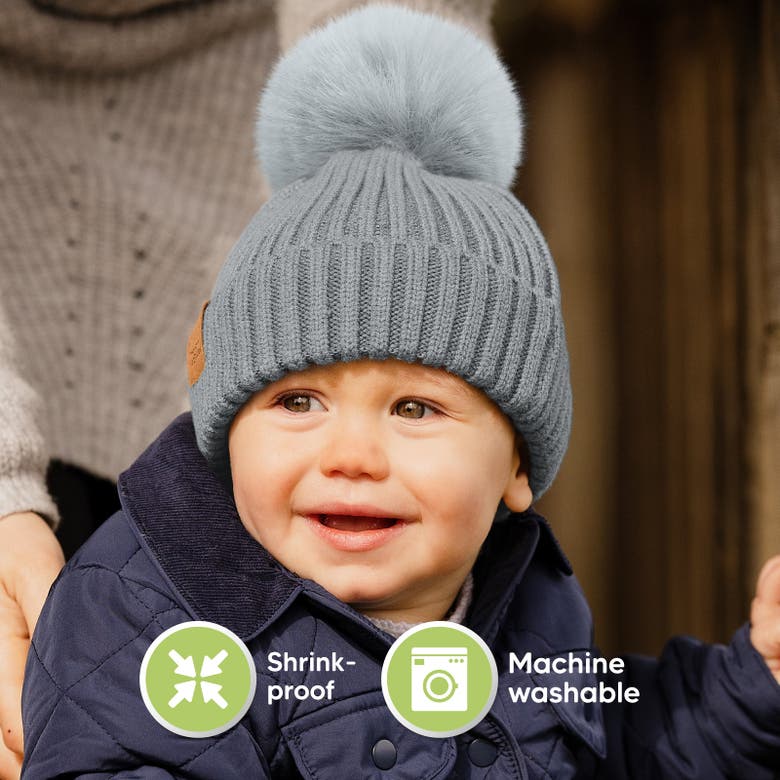 Keababies 2-pack Pom Knitted Beanie In Steel