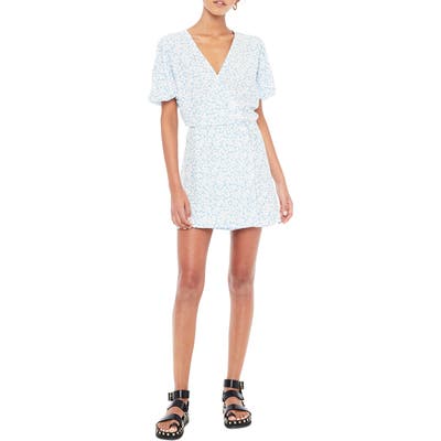 Faithfull The Brand Blanco Floral Wrap Minidress, Blue