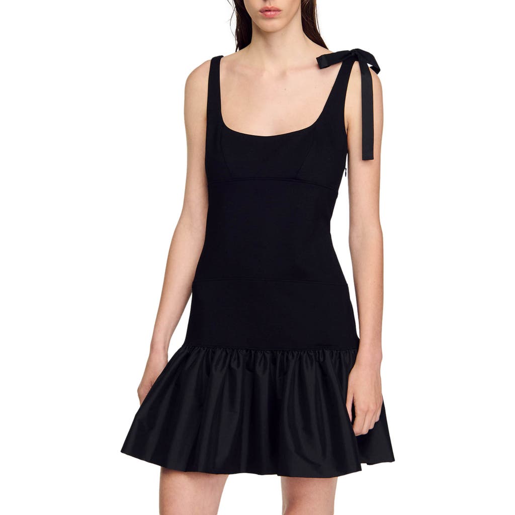 Sandro Peplum-hem Jersey Minidress In Black