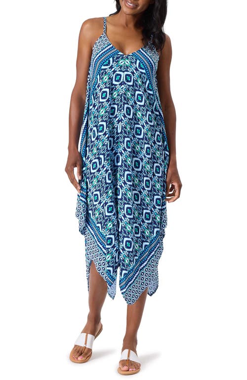 Tommy Bahama Ikat Print Handkerchief Cover-Up Dress Beaming Blue at Nordstrom,