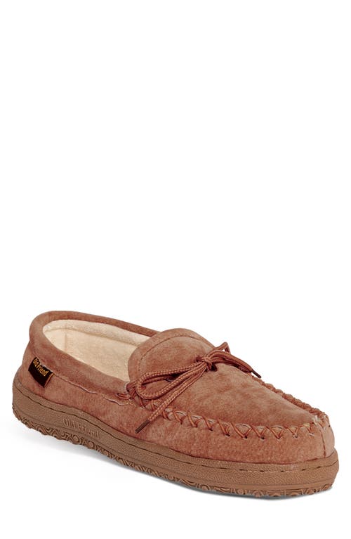 Suede Slipper in Chestnut Leather
