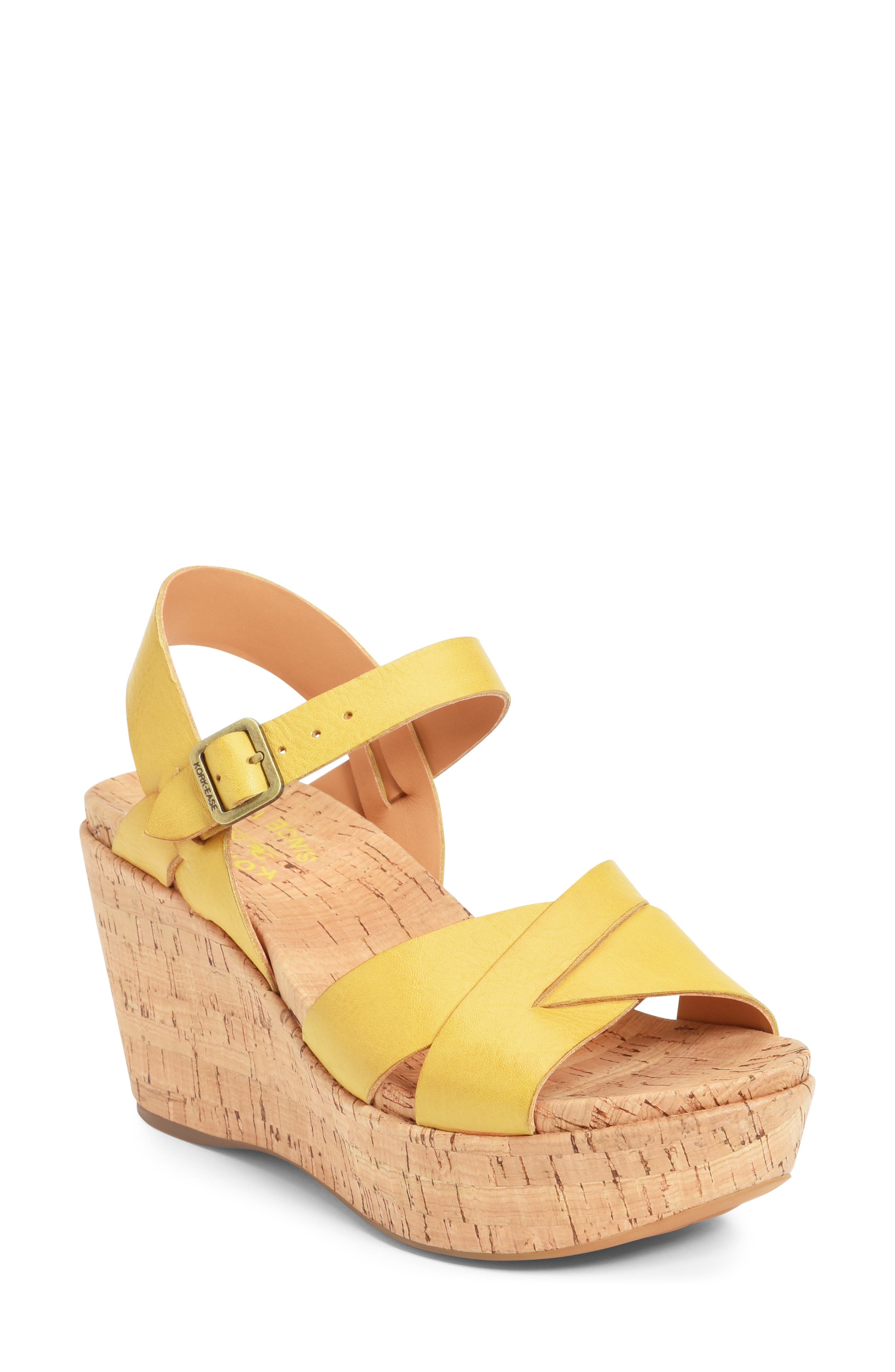 yellow wedge pumps