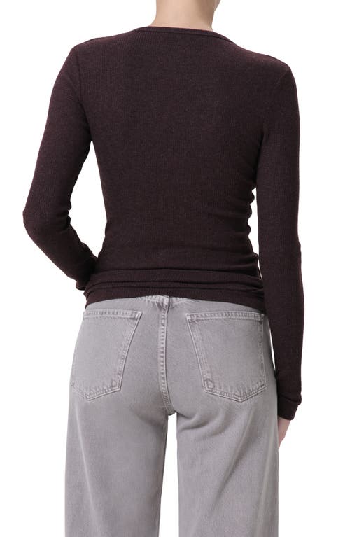 Agolde Delphi Slim Fit Ribbed T-shirt In Raisin