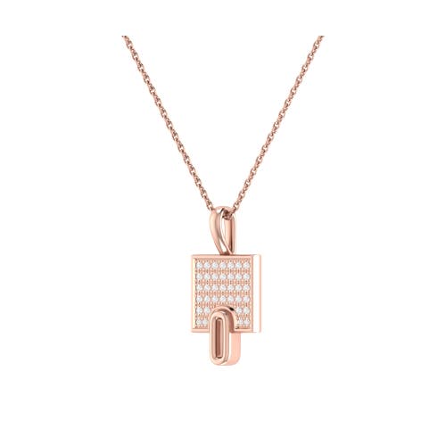 Luvmyjewelry Sidewalk Square Diamond Pendant In 14k Rose Gold Vermeil On Sterling Silver In 14kt Rose Gold Vermeil