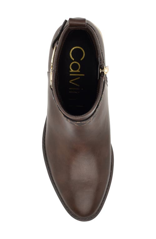 Calvin Klein Buckle Strap Bootie In Brown