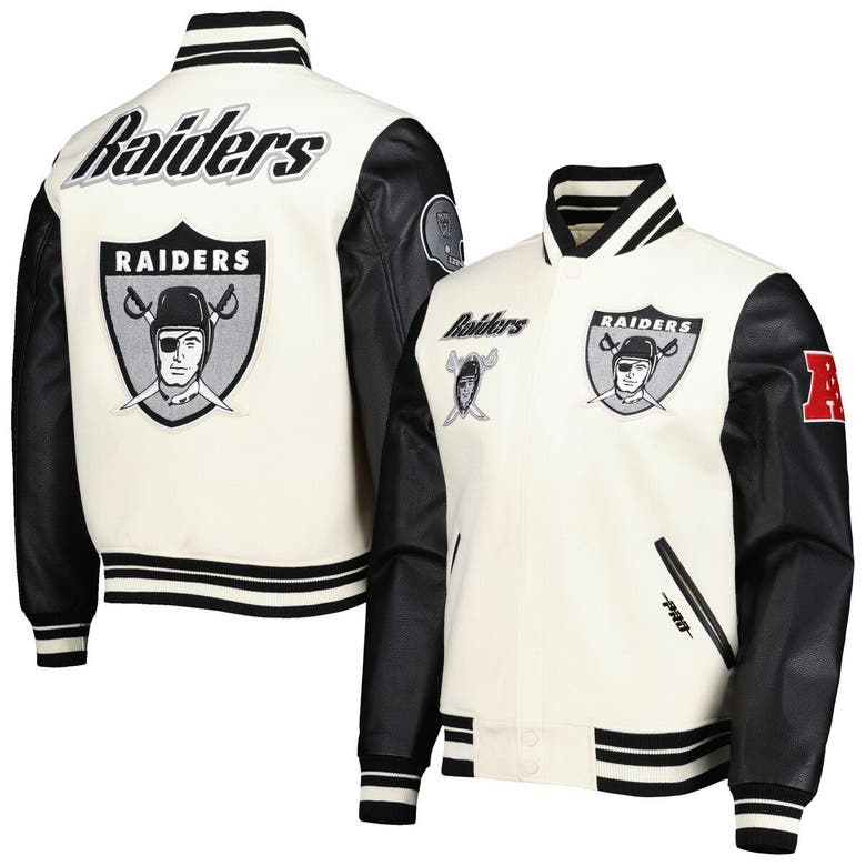PRO STANDARD PRO STANDARD CREAM LAS VEGAS RAIDERS RETRO CLASSIC VARSITY FULL-ZIP JACKET