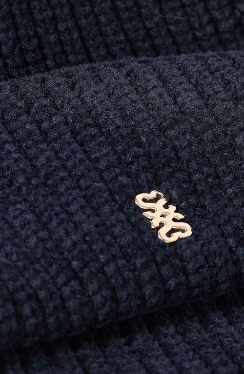 Shop Sandro Knit Hat In Navy Blue