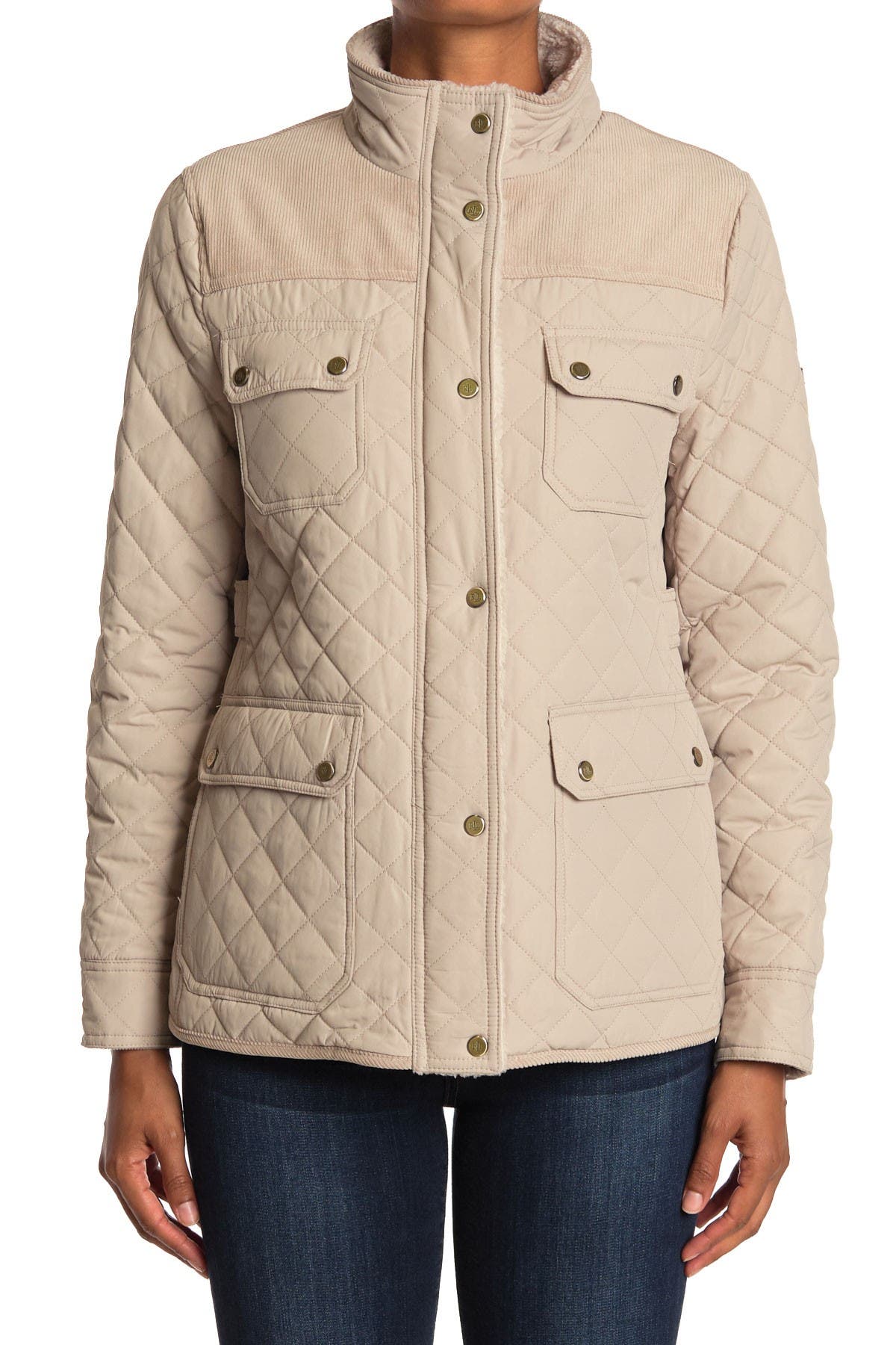 Lauren Ralph Lauren | Short Quilted & Corduroy Fleece Trimmed Jacket ...