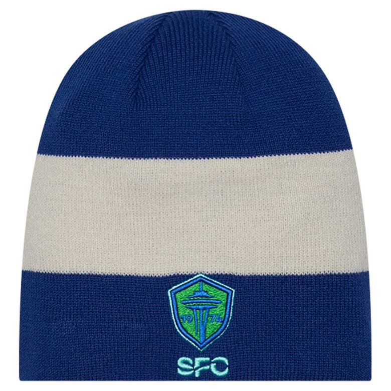 Shop New Era Blue Seattle Sounders Fc 2024 Kick Off Collection Knit Beanie