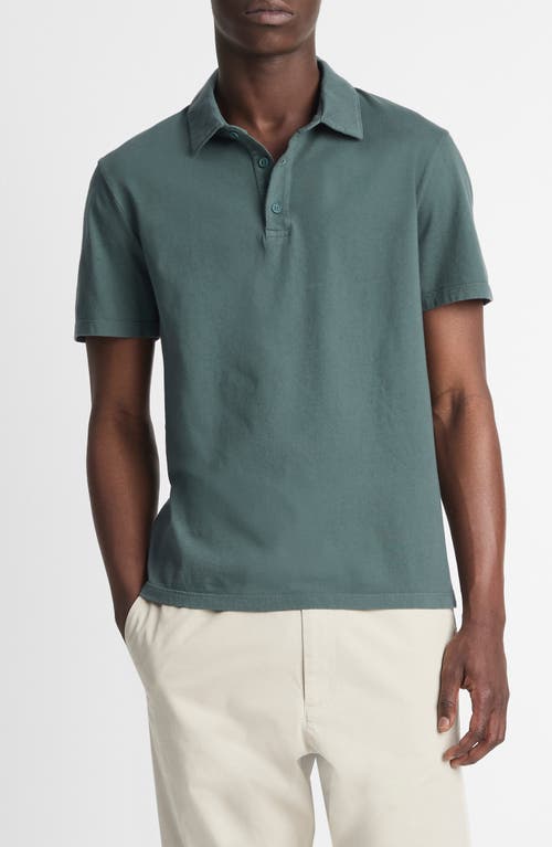 Shop Vince Regular Fit Garment Dyed Cotton Polo In Washed Petrol Green