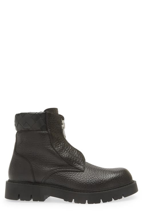 Shop Bottega Veneta Haddock Lug Sole Boot In 1001 Black/black