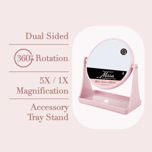 Pursonic Dual Side Mirror With Organizer Tray In Pink