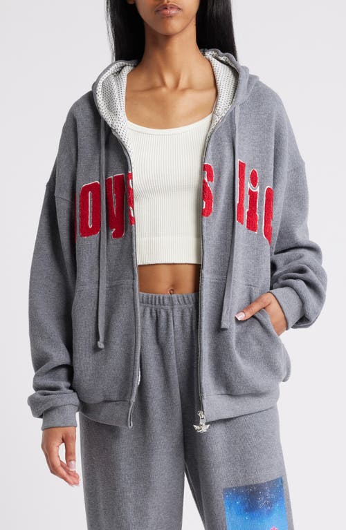 BOYS LIE Desert Oasis Zip Up Cotton Logo Hoodie in Grey 