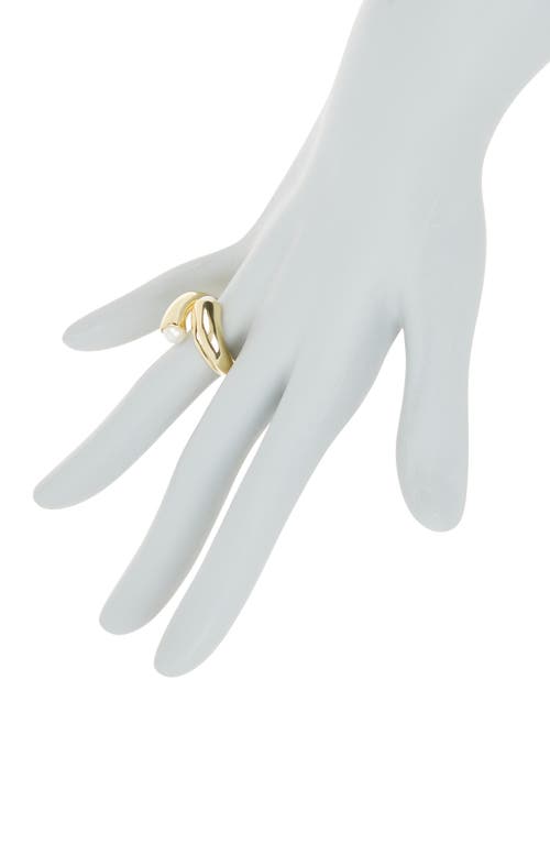 Shop Covet Imitation Pearl Wrap Ring In Gold/white