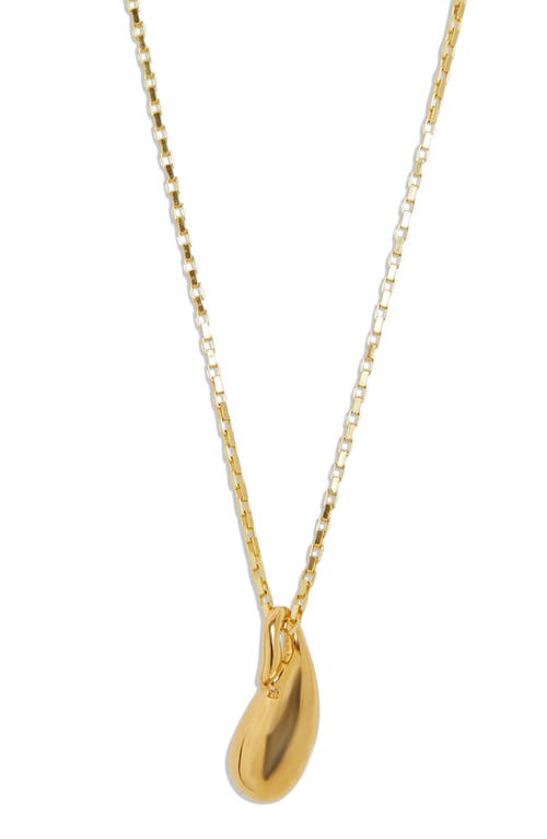 Bean Pendant Paper Clip Chain Necklace in Gold