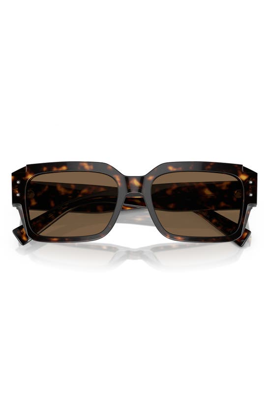 Shop Dolce & Gabbana 56mm Rectangular Sunglasses In Havana