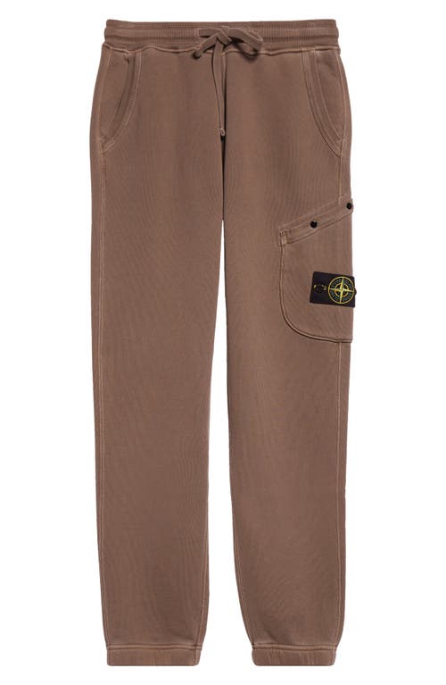 Stone Island Organic Cotton Fleece Cargo Joggers in Walnut 