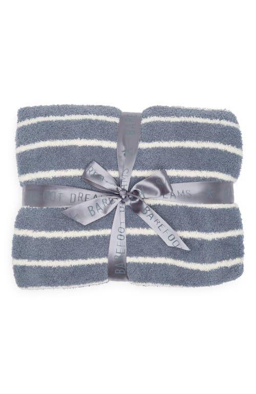 Barefoot Dreams ® Cozychic® Horizontal Stripe Throw Blanket In Shadow Blue-cream