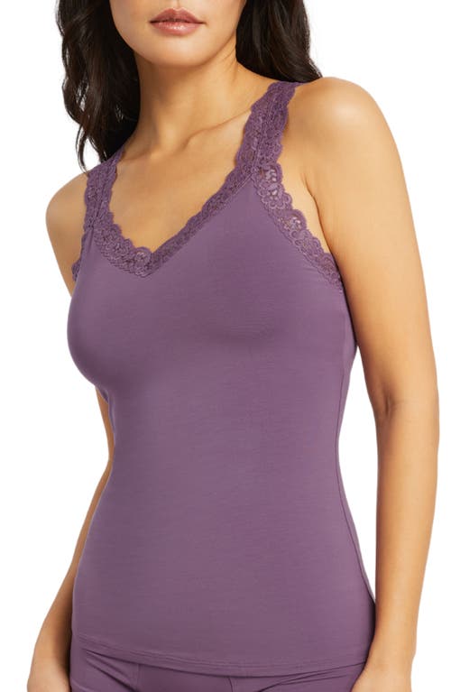 Shop Fleur't Iconic Lace Trim Camisole With Shelf Bra In Iris