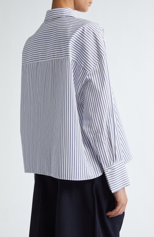 Shop Partow Theo Stripe Cotton Button-up Shirt In Navy Stripe