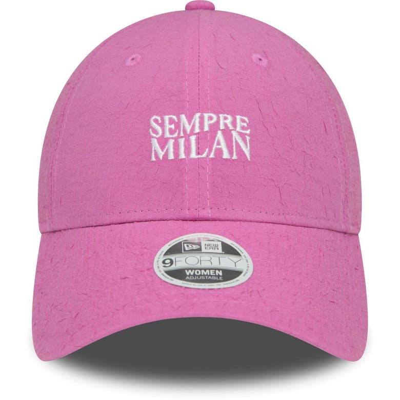 Shop New Era Pink Ac Milan Crinkle 9forty Adjustable Hat