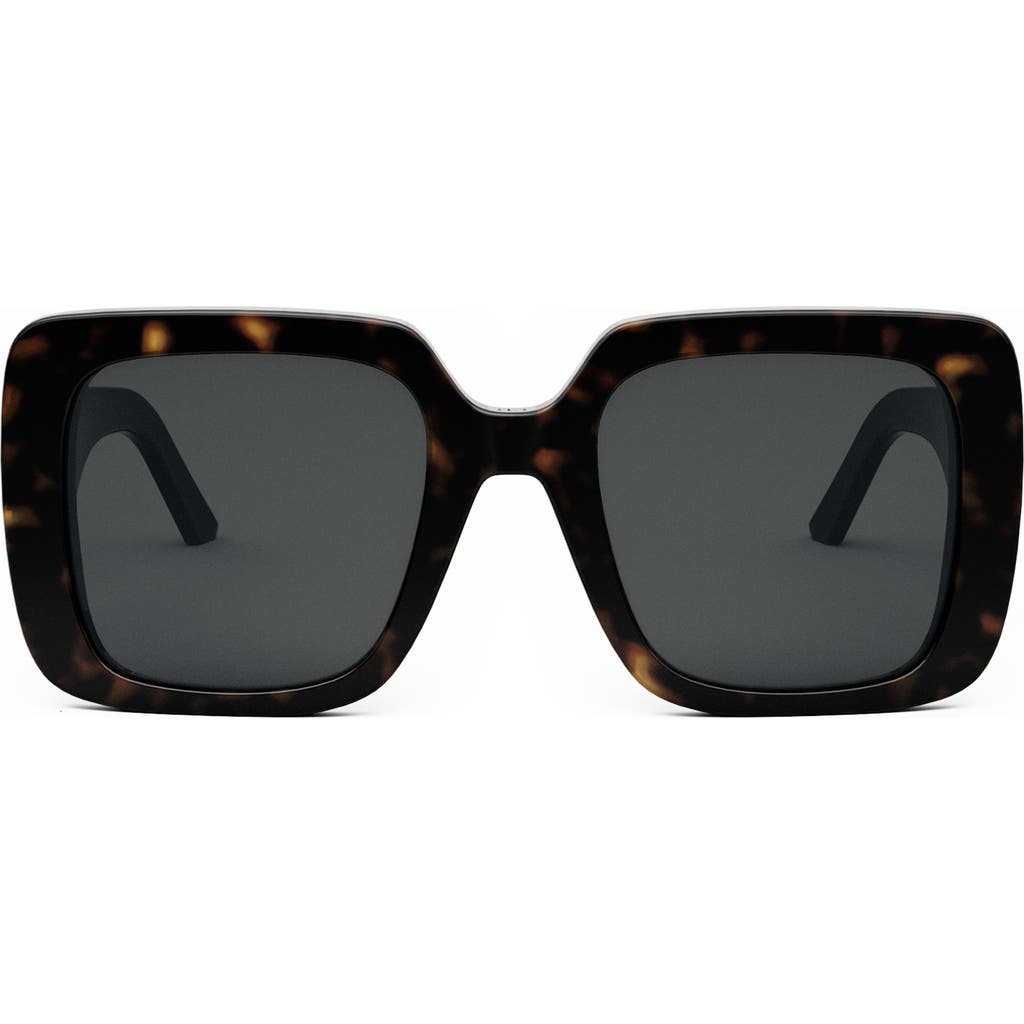 Dior Wil S3u 55mm Square Sunglasses In Dark Havana/smoke Polarized