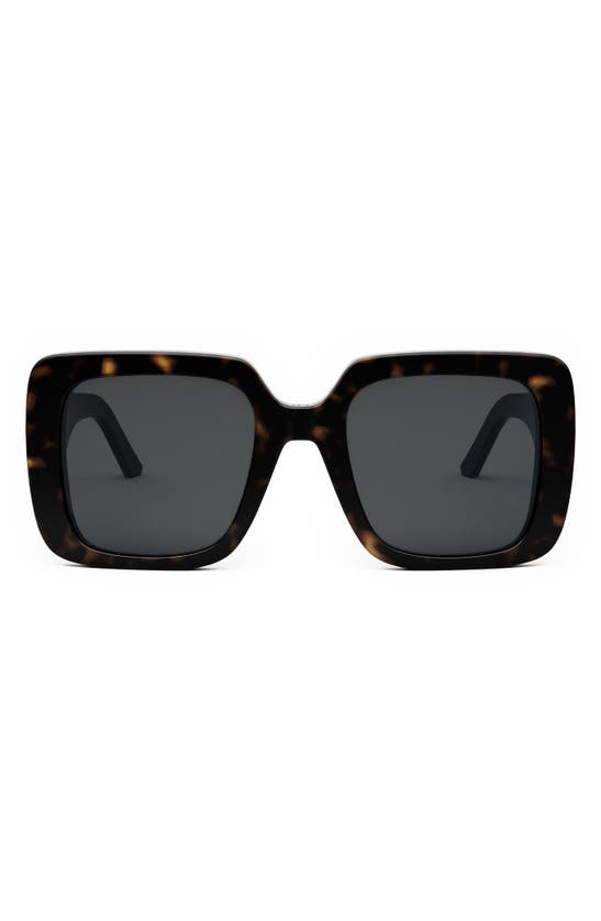 Dior Wil S3u 55mm Square Sunglasses In Dark Havana / Smoke Polarized