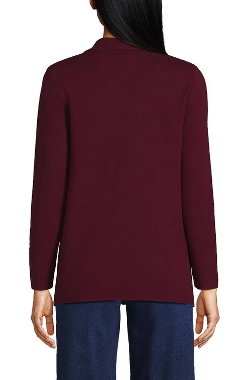 Shop Lands' End Fine Gauge Cotton Button Front Blazer Sweater In Rich Burgundy