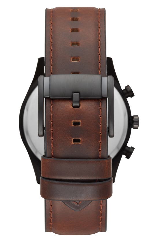 Fossil Sullivan Multi Function Leather Strap Watch, 44mm In Black/brown