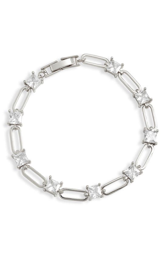 Shop Nordstrom Cubic Zirconia Open Link Bracelet In Clear- Rhodium