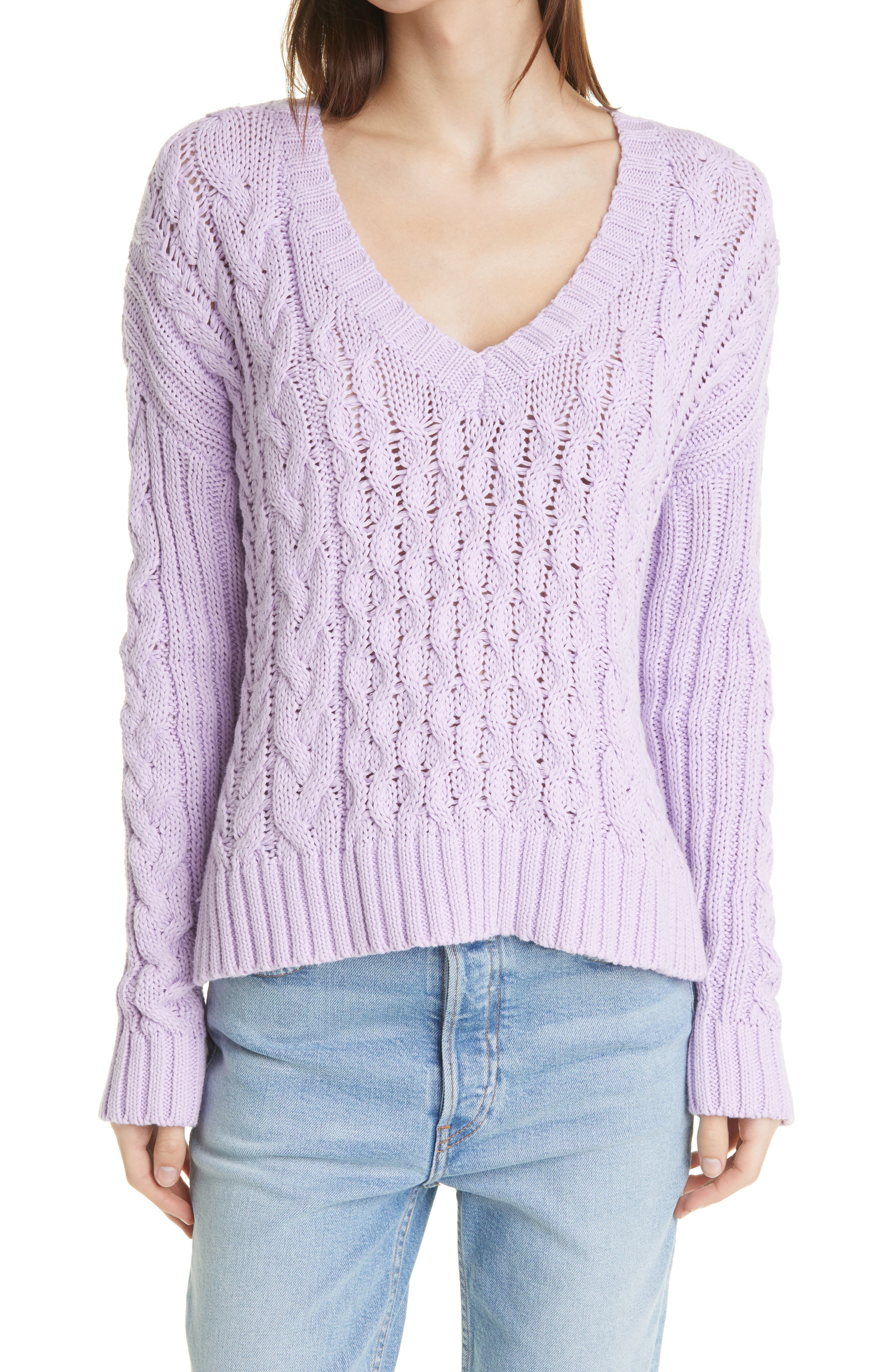 Women's Line Leah V-Neck Cable Knit Sweater