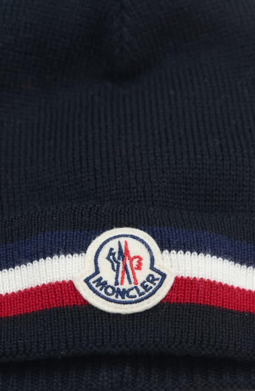 Moncler Tricolor Wool Beanie In Black